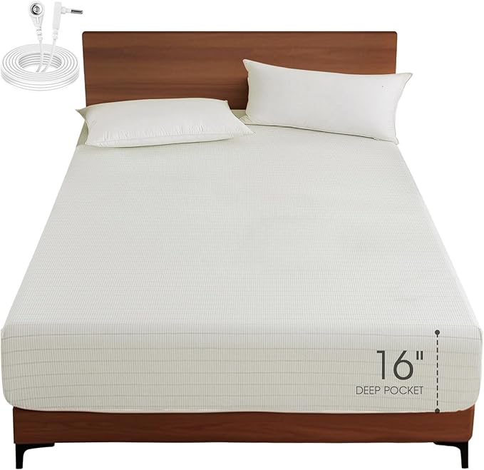 Grounding Cotton Bed Sheet with Silver Fiber - Better Sleep, Less Stress, Natural Recovery | Premium Earthing Sheet