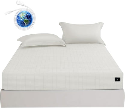 Grounding Cotton Bed Sheet with Silver Fiber - Better Sleep, Less Stress, Natural Recovery | Premium Earthing Sheet